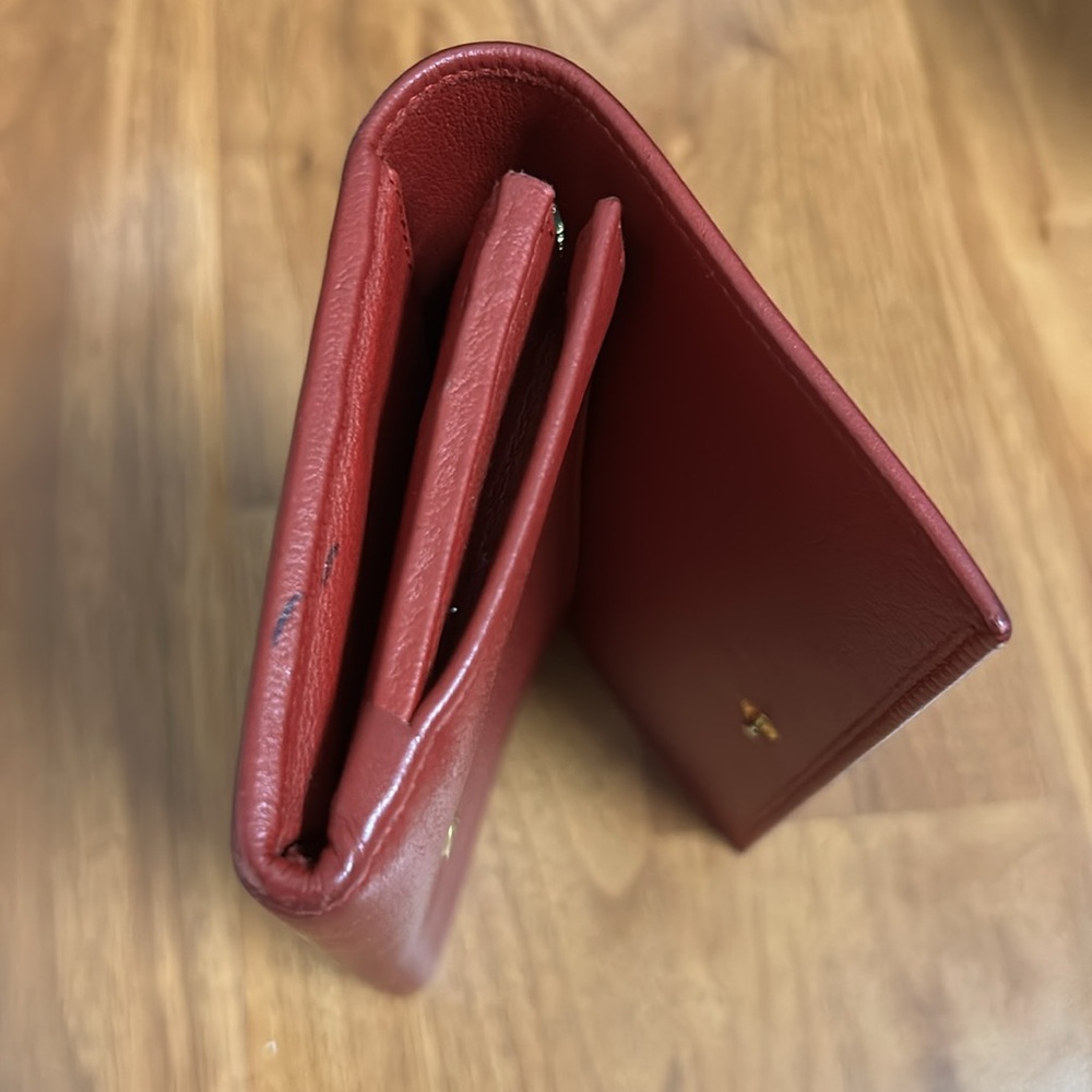 Authentic YSL Red / Burgundy Leather Flap Wallet - Picture 10 of 16